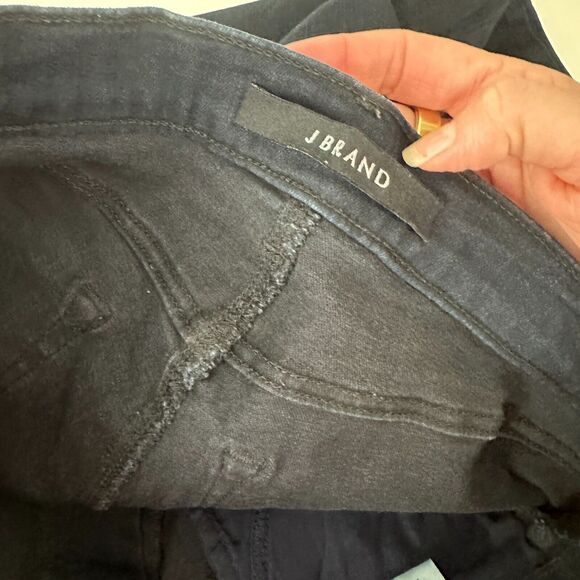 J Brand Crop Raw Hem Mid Rise Super Skinny Dark Blue Mercy Distressed Jeans 27 - Picture 14 of 14